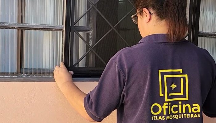 Quadro removível de tela mosquiteira encaixado só no vão de abertura de uma janela de metal com laterais fixas